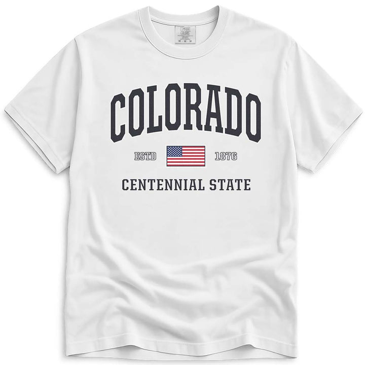 Patriotic 4th of July Colorado USA Flag T Shirt - White