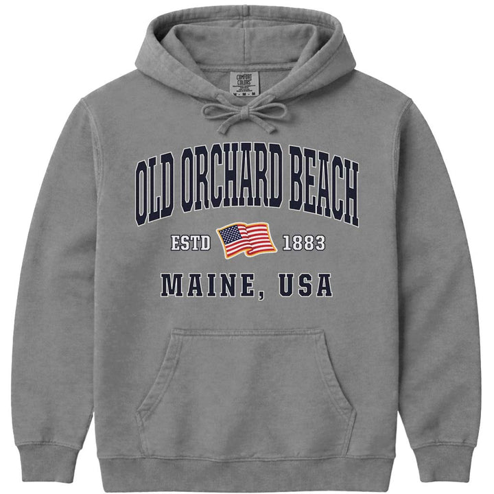 Patriotic Old Orchard Beach Hoodie USA Flag Old Orchard Beach - Grey