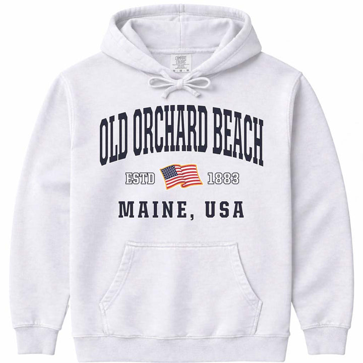 Patriotic Old Orchard Beach Hoodie USA Flag Old Orchard Beach - White