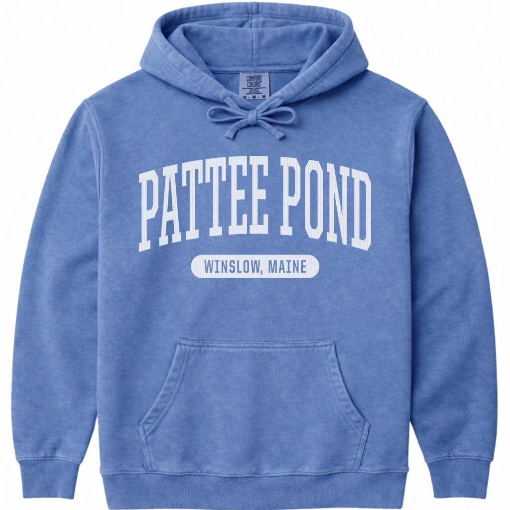 Pattee Pond ME Maine Hooded Sweatshirt - Flo Blue
