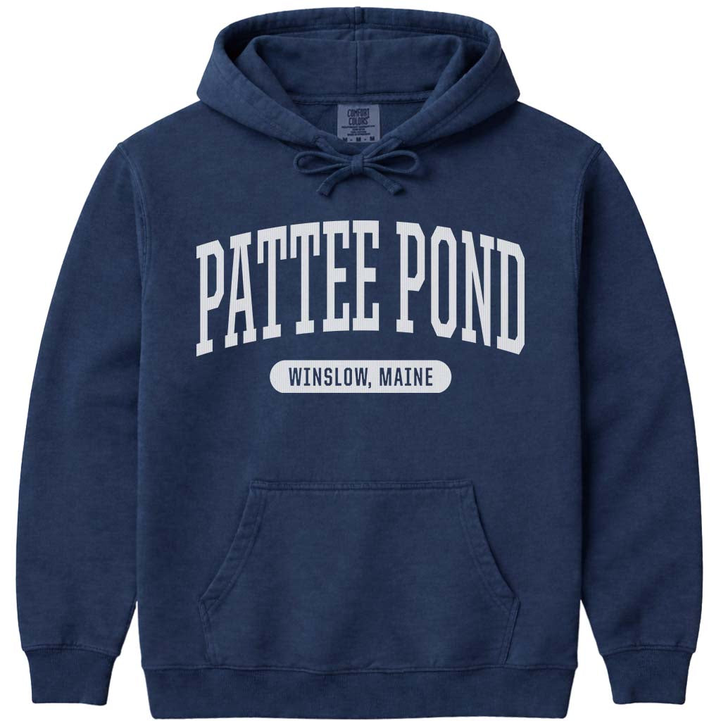 Pattee Pond ME Maine Hooded Sweatshirt - Navy