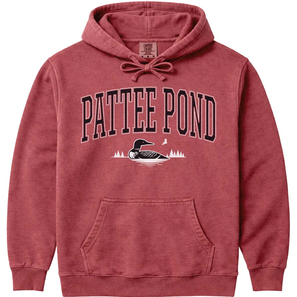 Pattee Pond Loon & Eagle Hoodie Sweatshirt - Crimson
