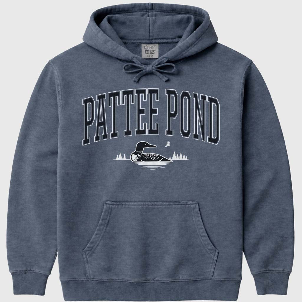 Pattee Pond Loon & Eagle Hoodie Sweatshirt - Denim
