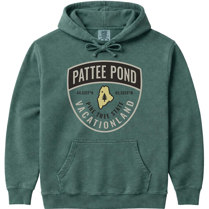 Pattee Pond Maine Guide Badge Hoodie - Blue Spruce