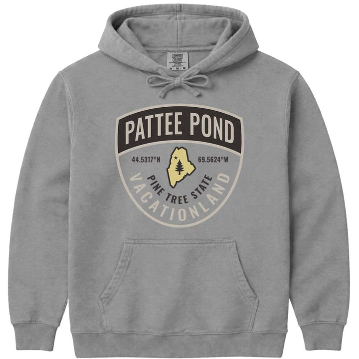 Pattee Pond Maine Guide Badge Hoodie - Grey