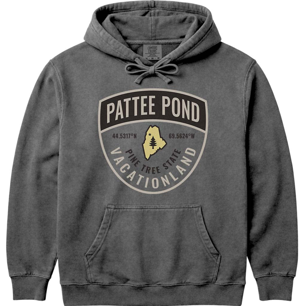 Pattee Pond Maine Guide Badge Hoodie - Pepper