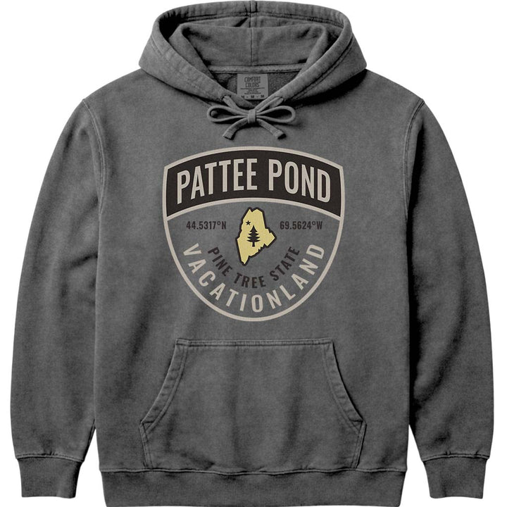 Pattee Pond Maine Guide Badge Hoodie - Pepper