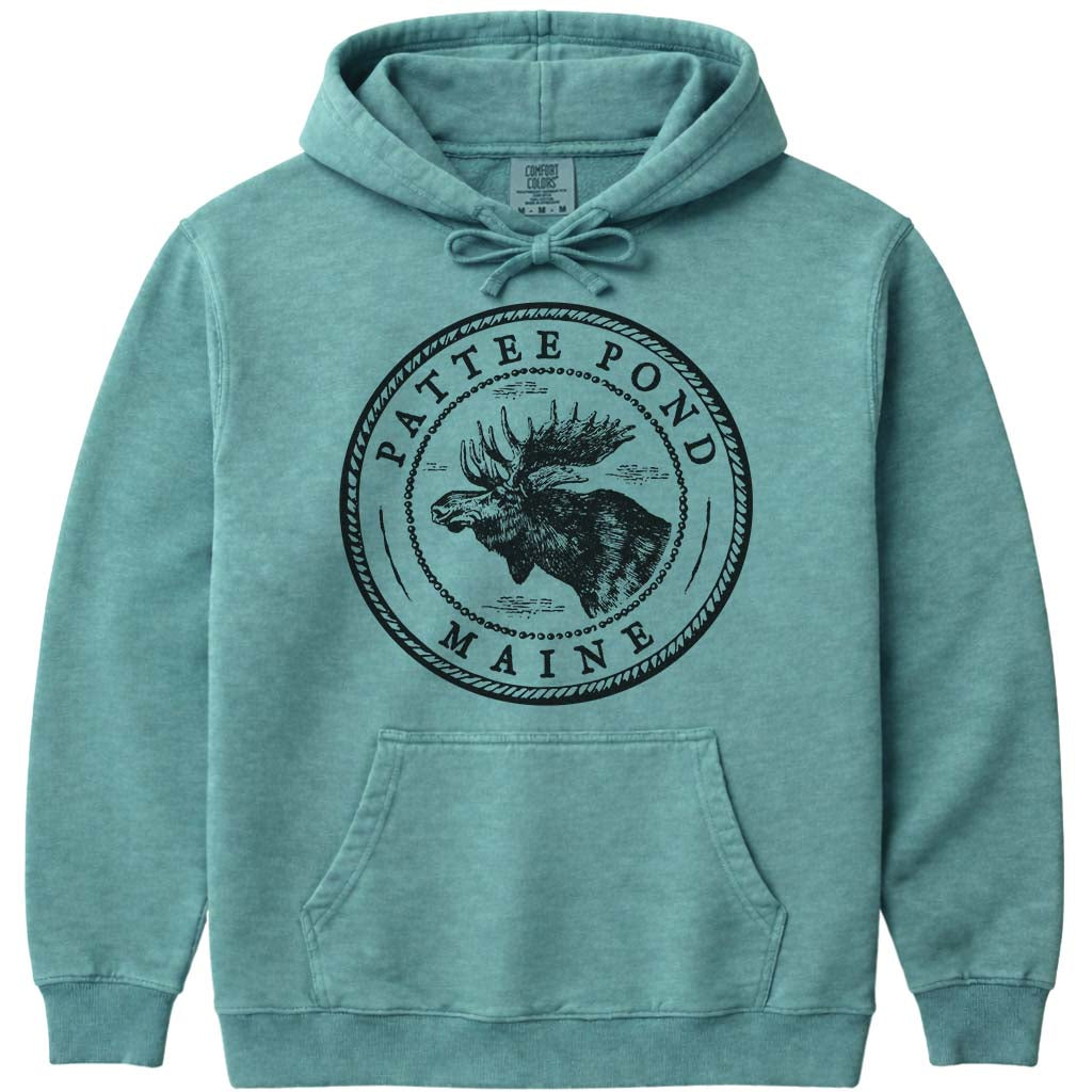 Pattee Pond Vintage Moose Art Hoodie - Seafoam