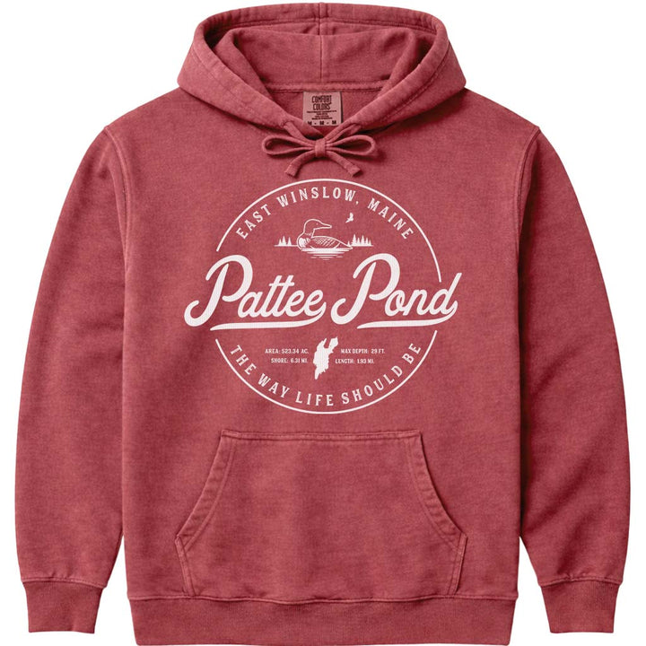 Pattee Pond Maine Travel Vacation Hoodie - Crimson