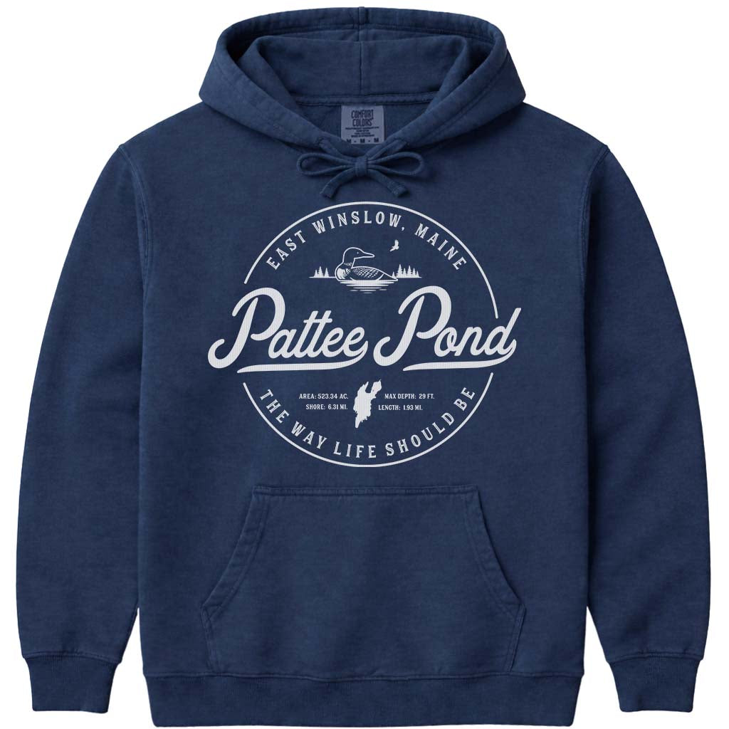 Pattee Pond Maine Travel Vacation Hoodie - Navy