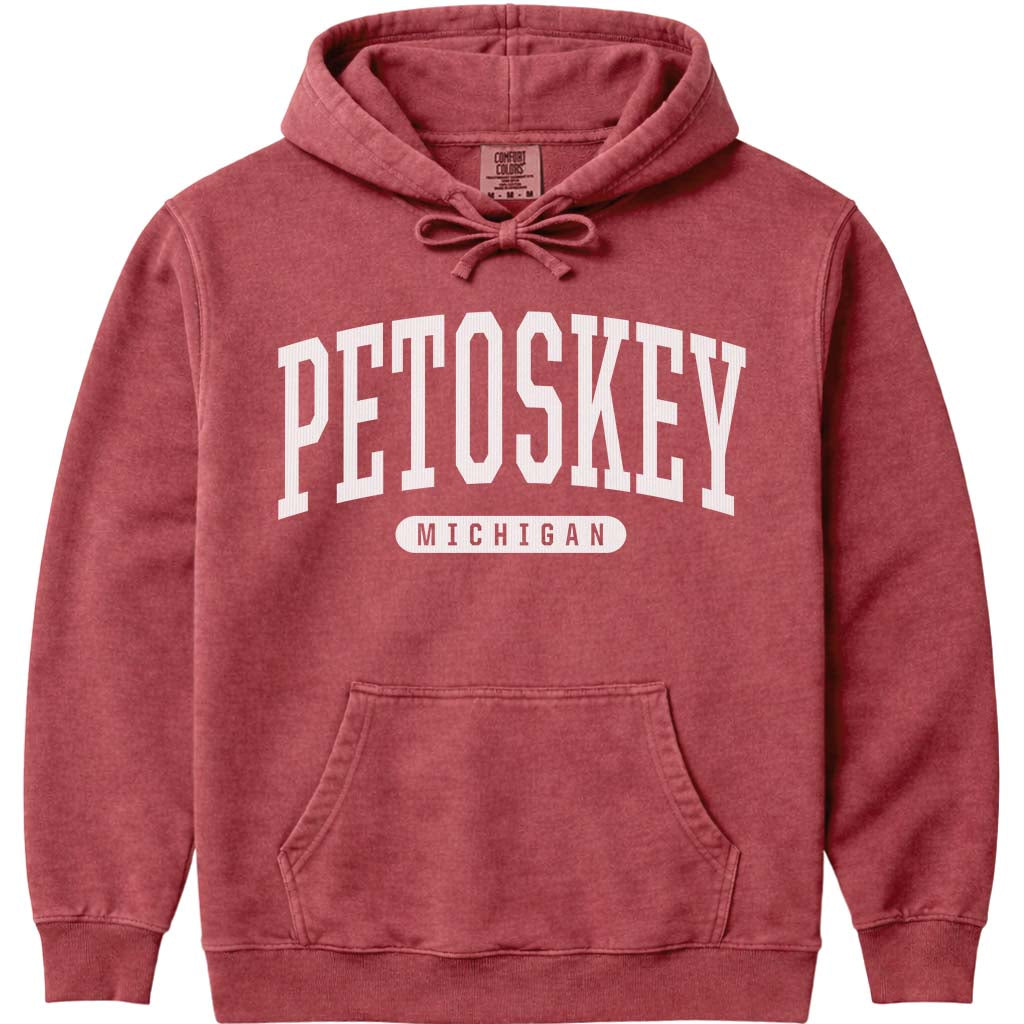 Petoskey Michigan Hoodie - Crimson