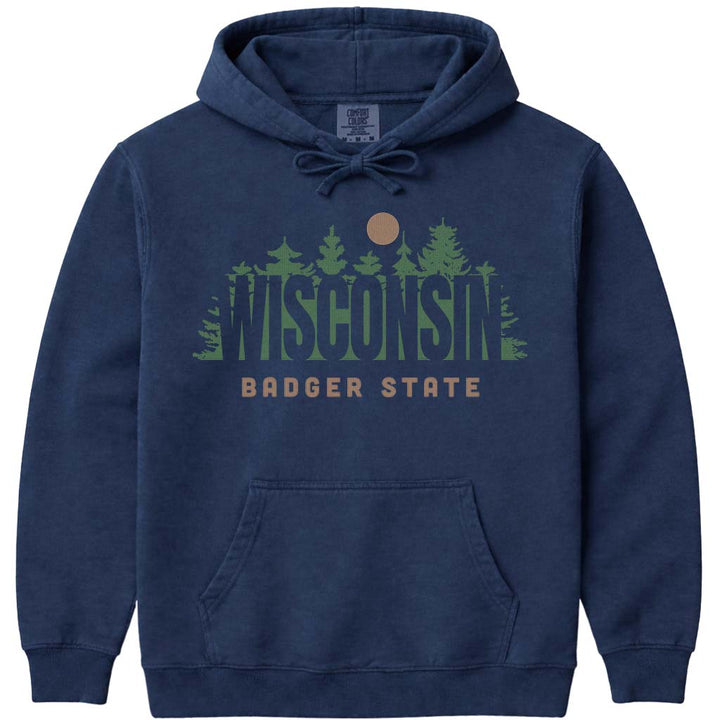Pine Forest Wisconsin Hoodie Sweatshirt - Navy