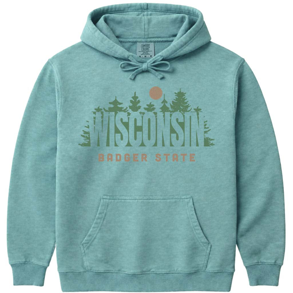 Pine Forest Wisconsin Hoodie Sweatshirt - Seafoam