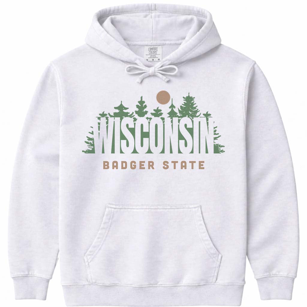 Pine Forest Wisconsin Hoodie Sweatshirt - White