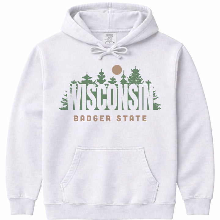 Pine Forest Wisconsin Hoodie Sweatshirt - White
