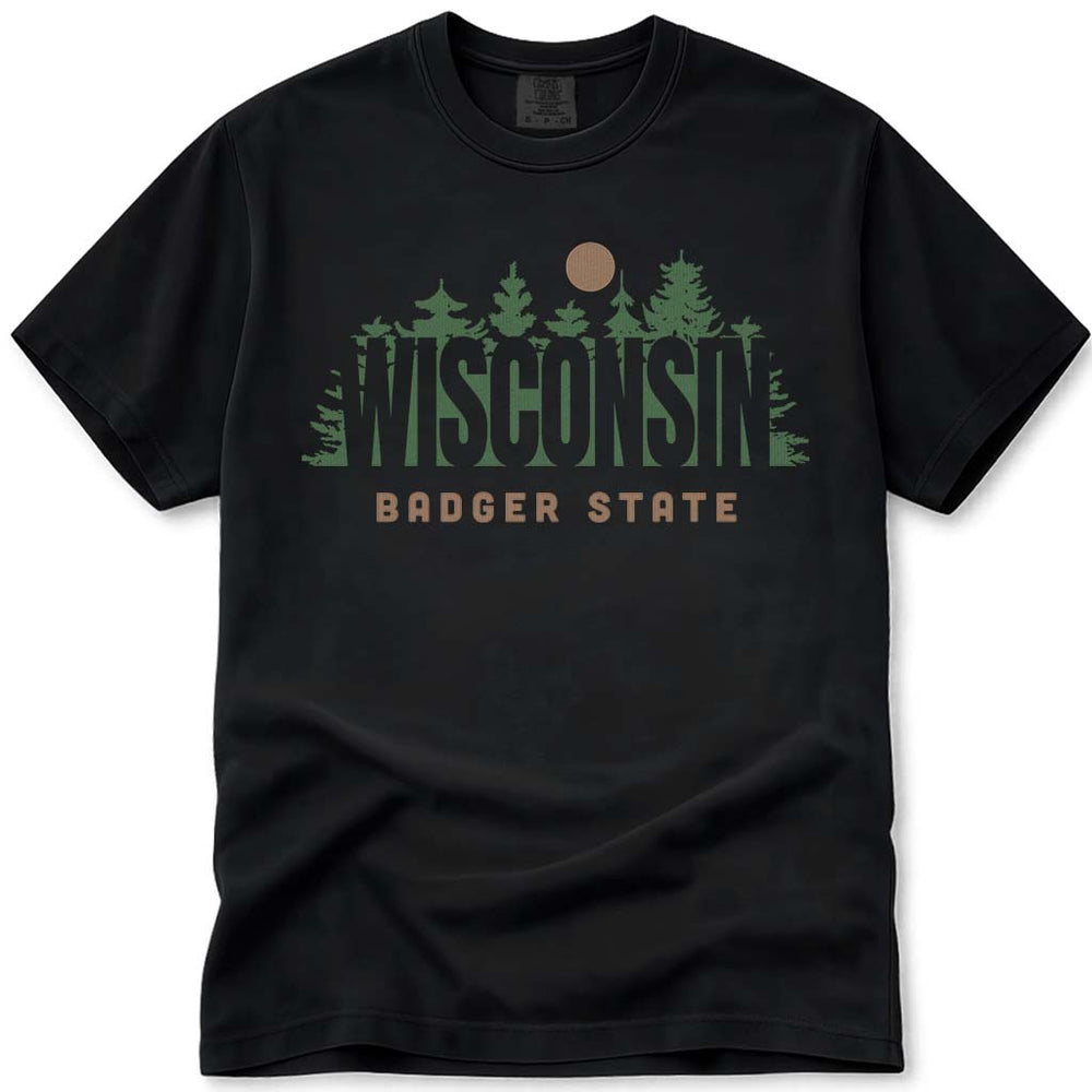 Pine Forest Wisconsin T Shirt - Black