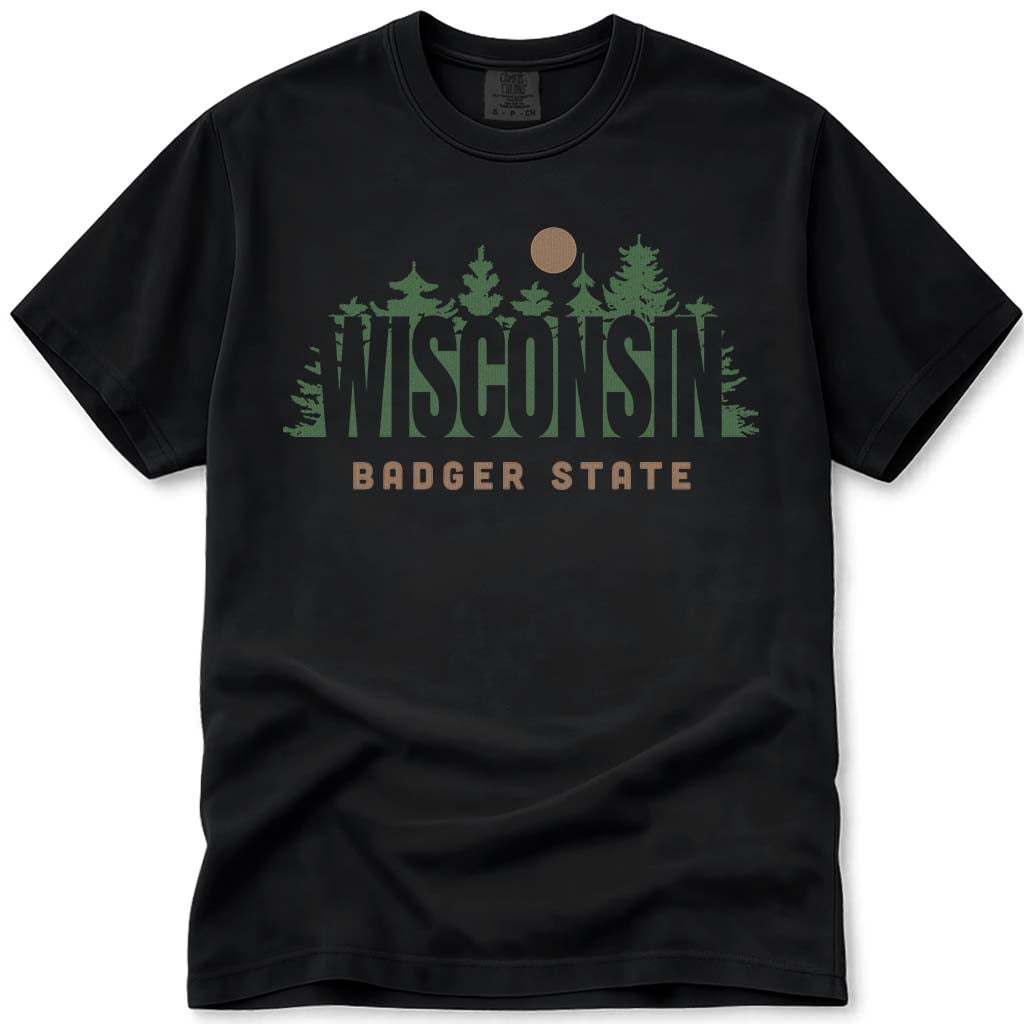 Pine Forest Wisconsin T Shirt - Black