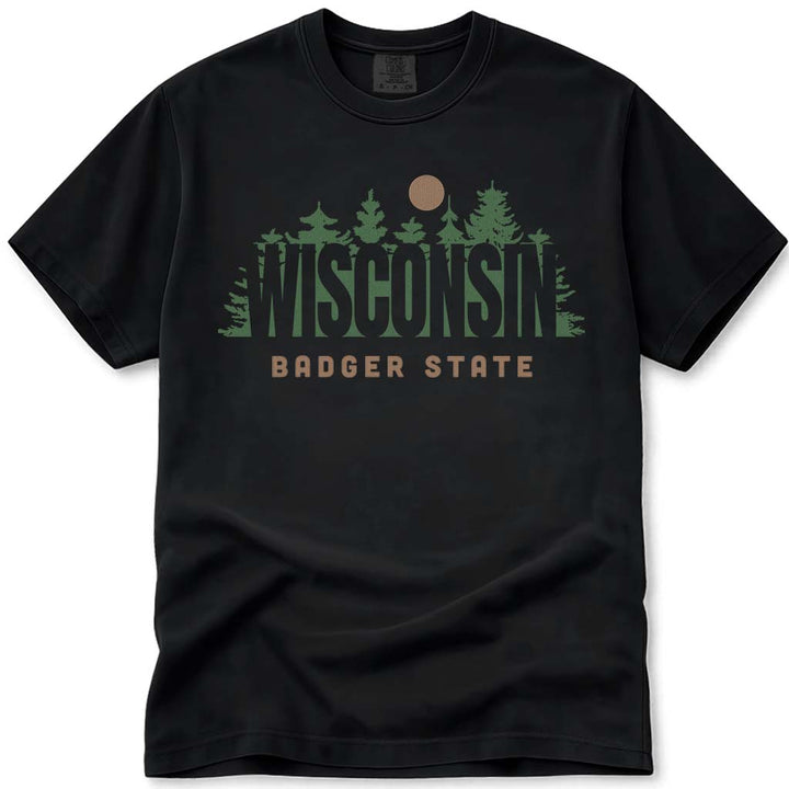 Pine Forest Wisconsin T Shirt - Black