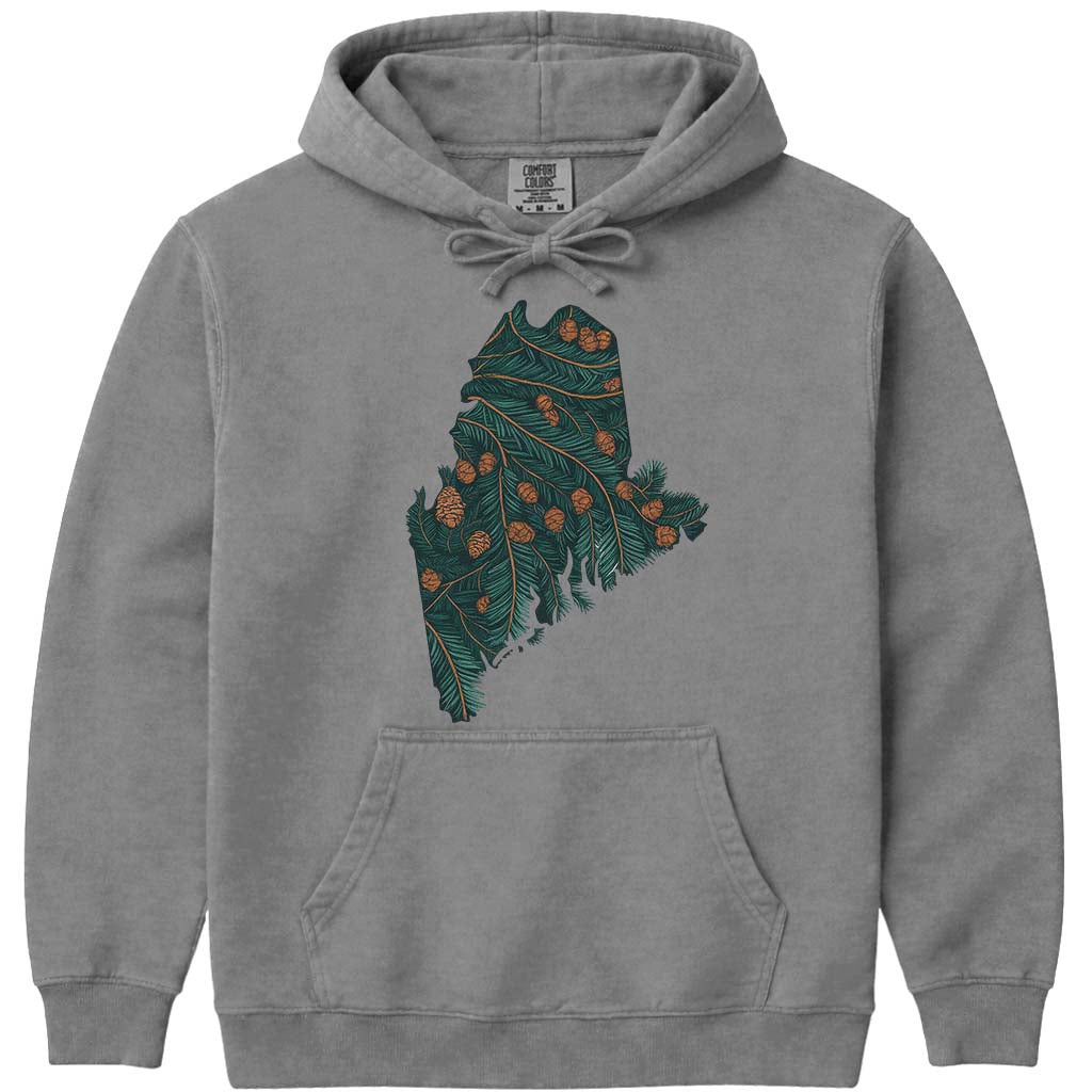 Pine Tree State of Maine Hoodie Sweatshirt - Grey