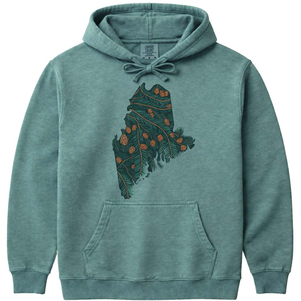 Pine Tree State of Maine Hoodie Sweatshirt - Light Green
