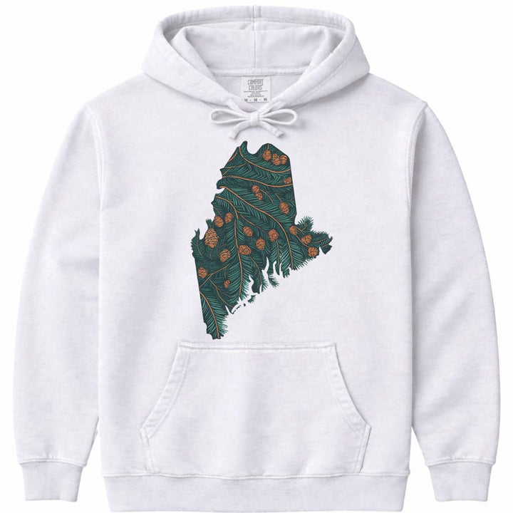 Pine Tree State of Maine Hoodie Sweatshirt - White