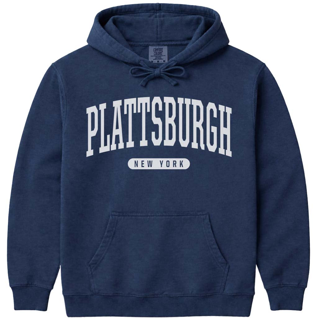 Plattsburgh NY Hooded Sweatshirt - Navy