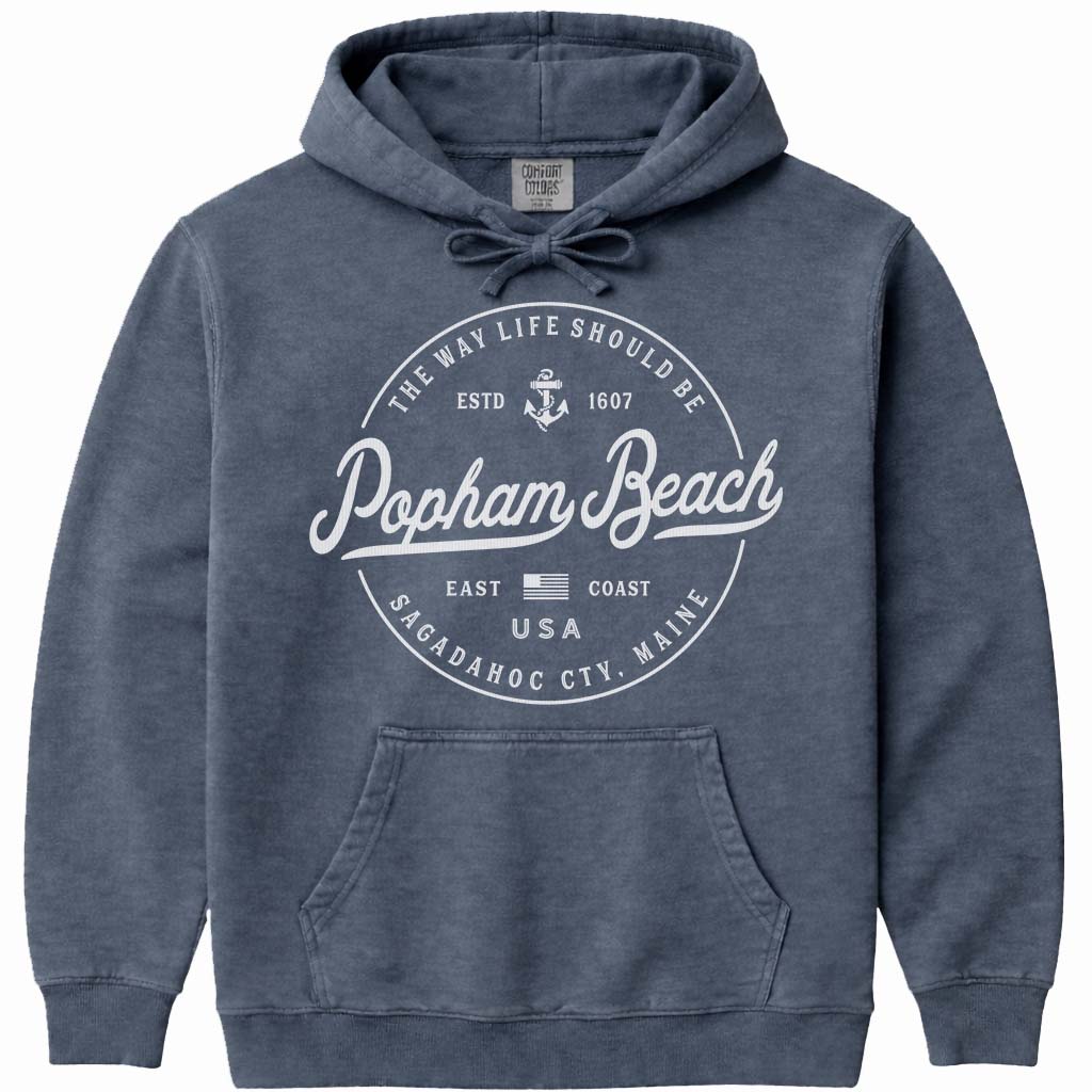 Popham Beach Maine Hoodie Sweatshirt - Denim
