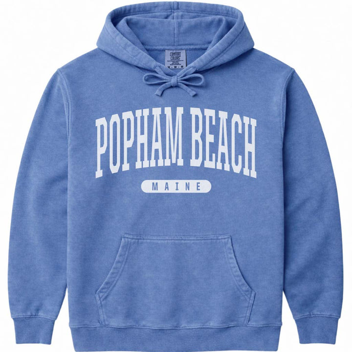 Old School Popham Beach Maine Hoodie - Flo Blue