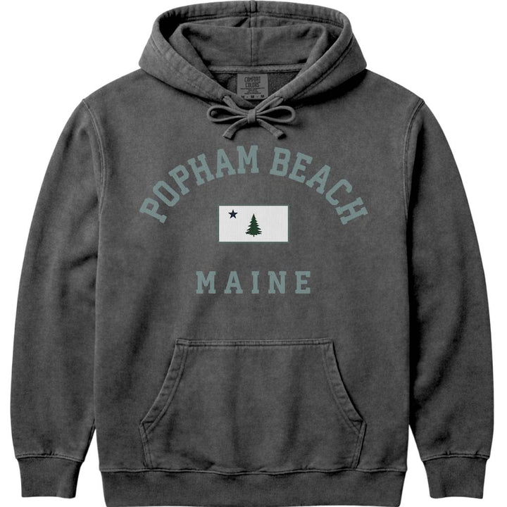 Popham Beach Arched Flag Pullover Hoodie - Pepper
