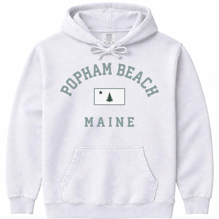 Popham Beach Arched Flag Pullover Hoodie - White