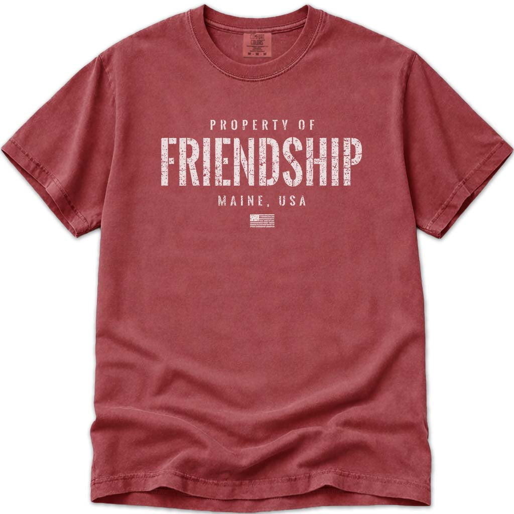 Property of Friendship Maine T Shirt - Crimson