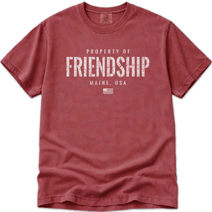 Property of Friendship Maine T Shirt - Crimson