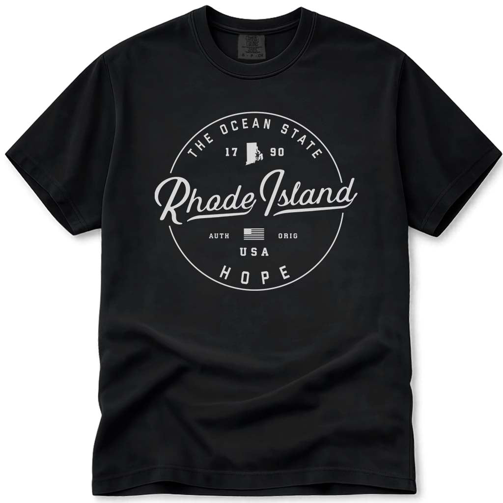 State of Rhode Island T Shirt - Black