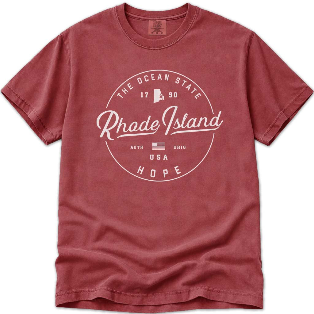 State of Rhode Island T Shirt - Crimson