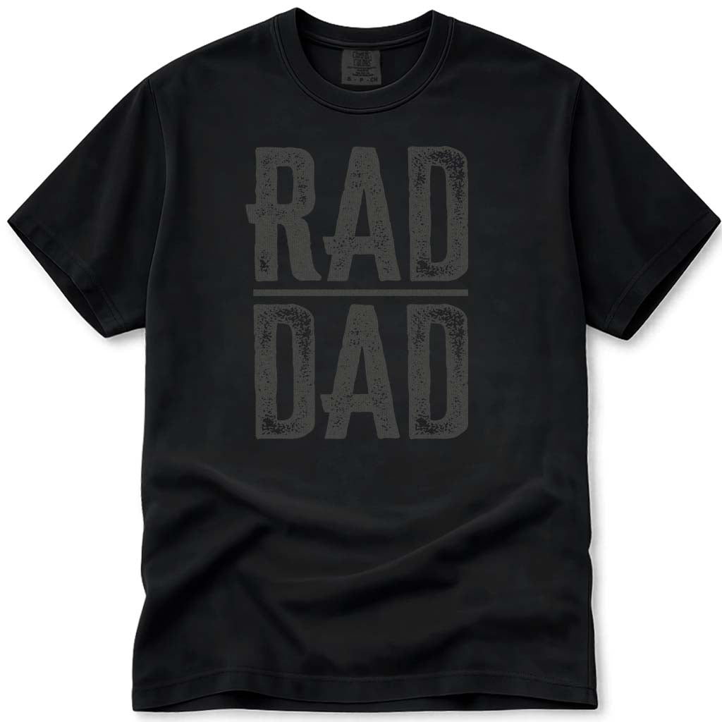 Rad Dad Distressed Vintage Fathers Day Tee - Black