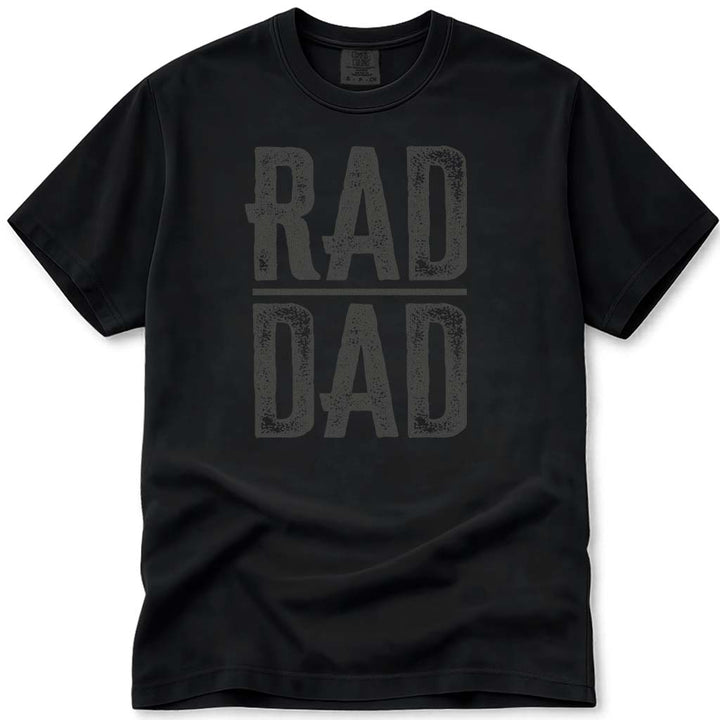 Rad Dad Distressed Vintage Fathers Day Tee - Black
