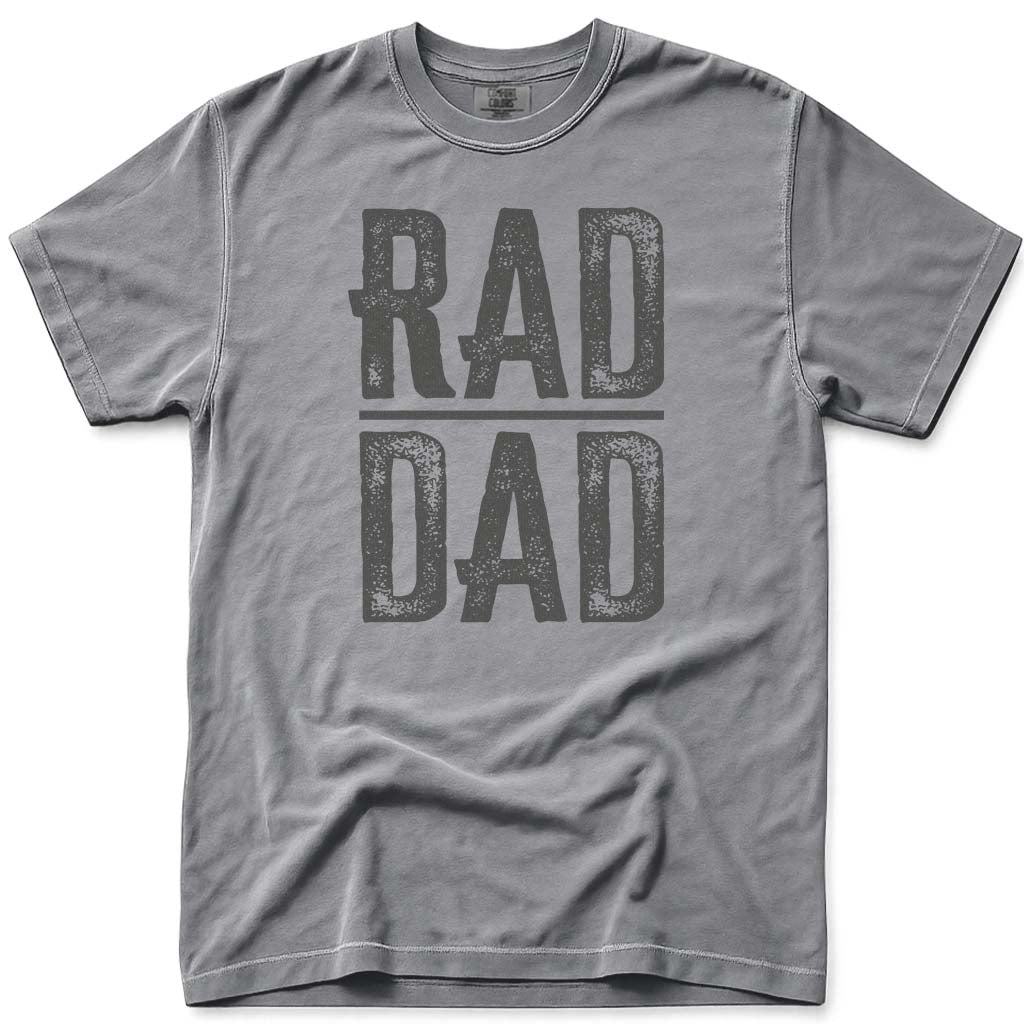 Rad Dad Distressed Vintage Fathers Day Tee - Grey