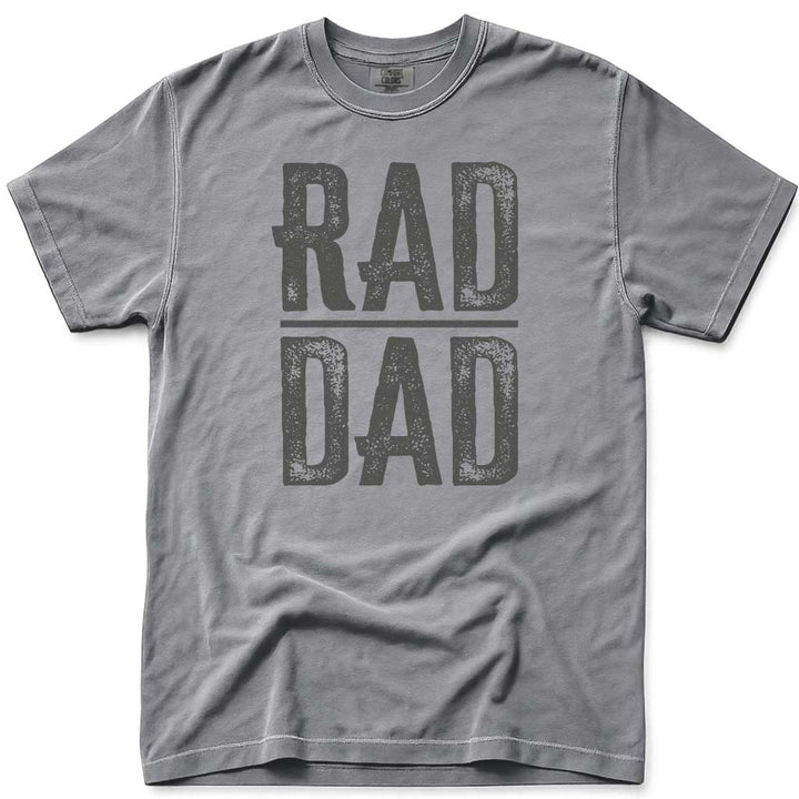 Rad Dad Distressed Vintage Fathers Day Tee - Grey