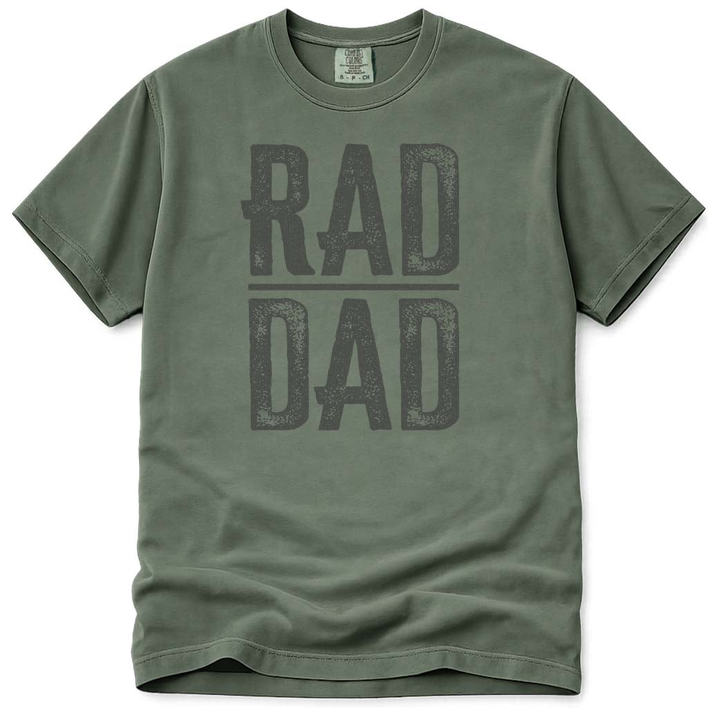 Rad Dad Distressed Vintage Fathers Day Tee - Moss