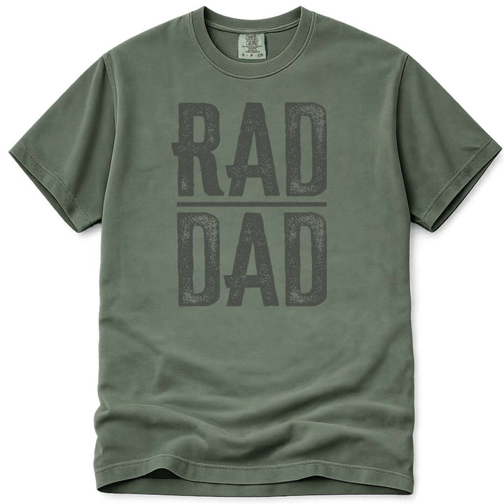 Rad Dad Distressed Vintage Fathers Day Tee - Moss