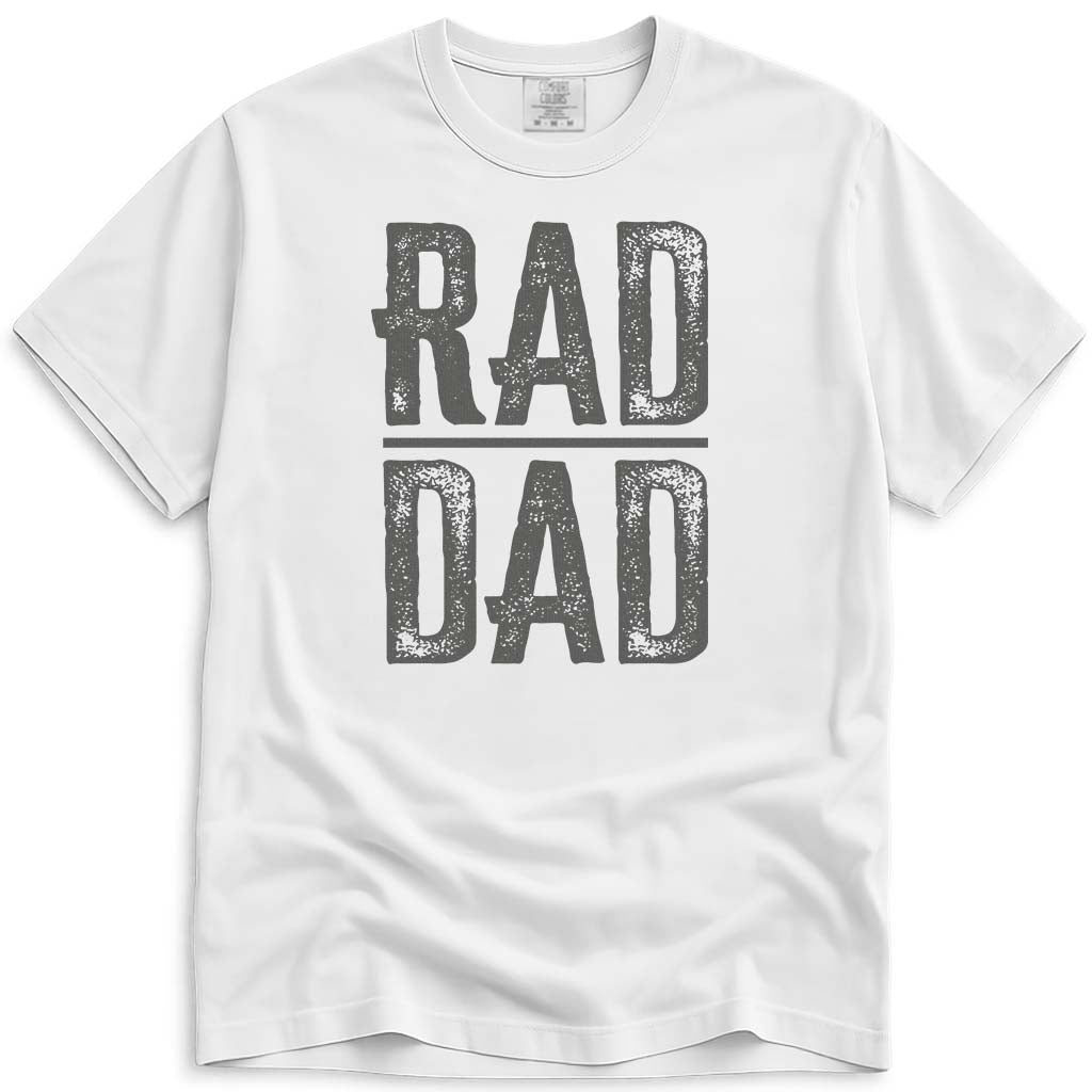 Rad Dad Distressed Vintage Fathers Day Tee - White