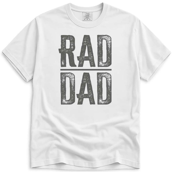 Rad Dad Distressed Vintage Fathers Day Tee - White
