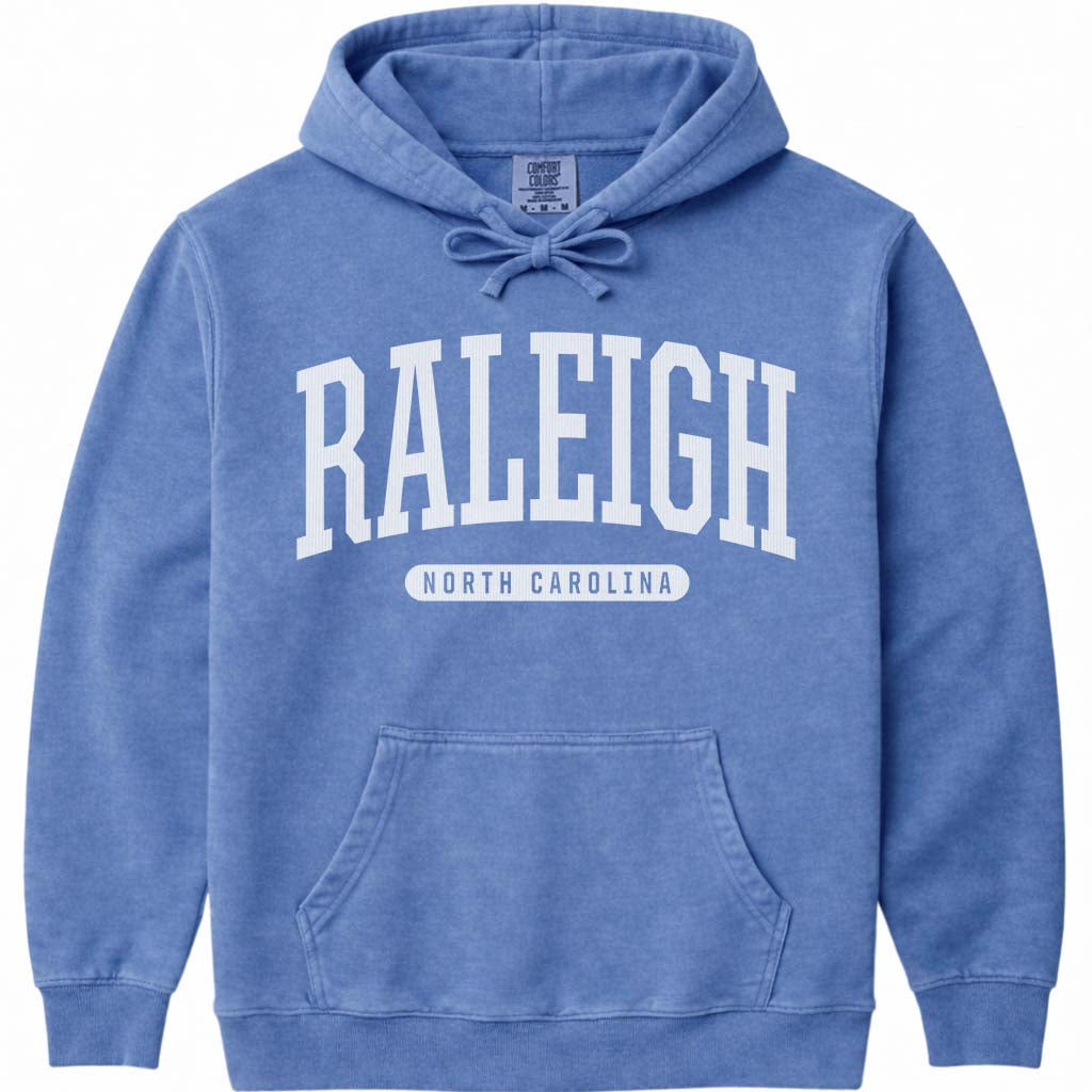 Raleigh North Carolina Hoodie Sweatshirt - Flo Blue