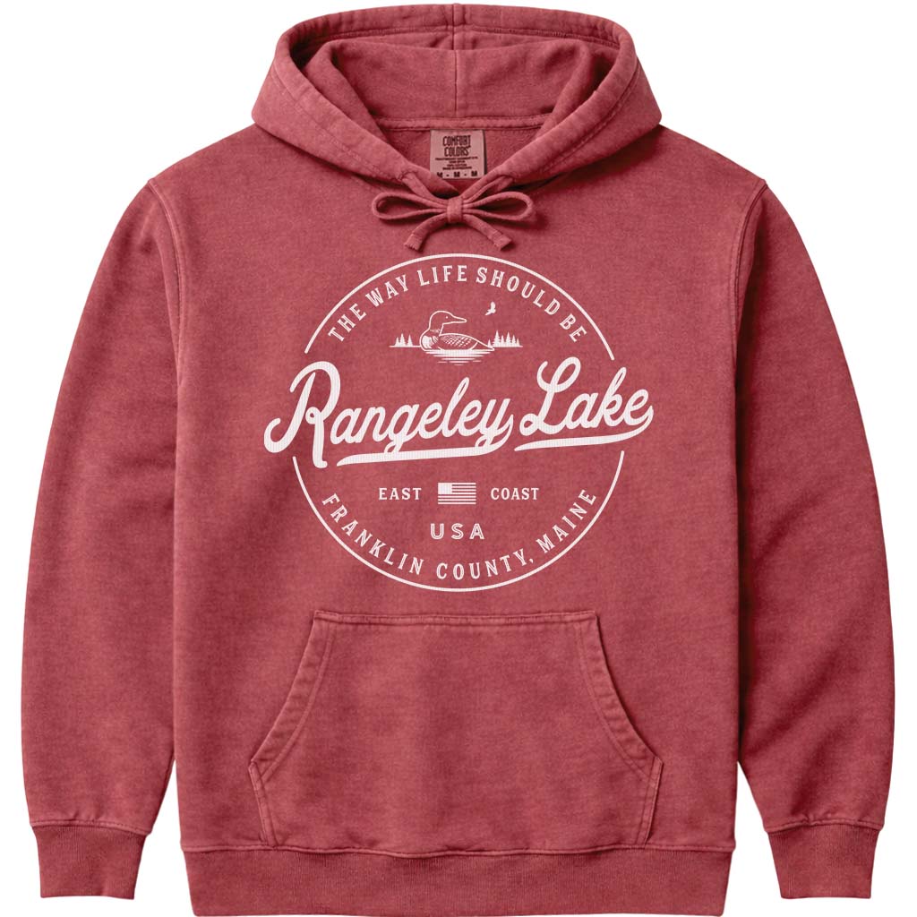 Rangeley Lake Maine Hoodie Sweatshirt - Crimson