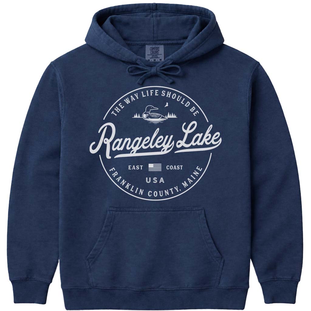 Rangeley Lake Maine Hoodie Sweatshirt - Navy