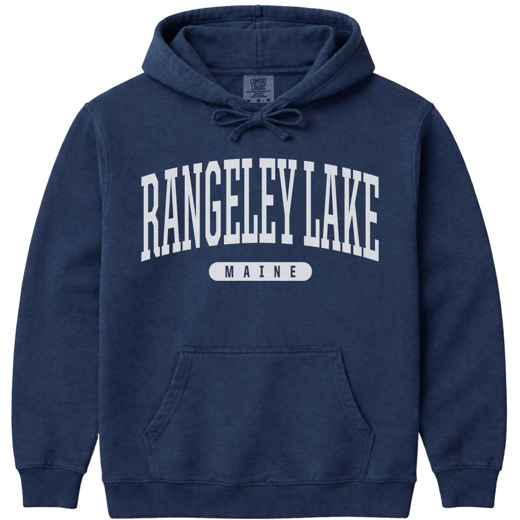 Rangeley Lake Maine Block Letter Sweatshirt - Navy