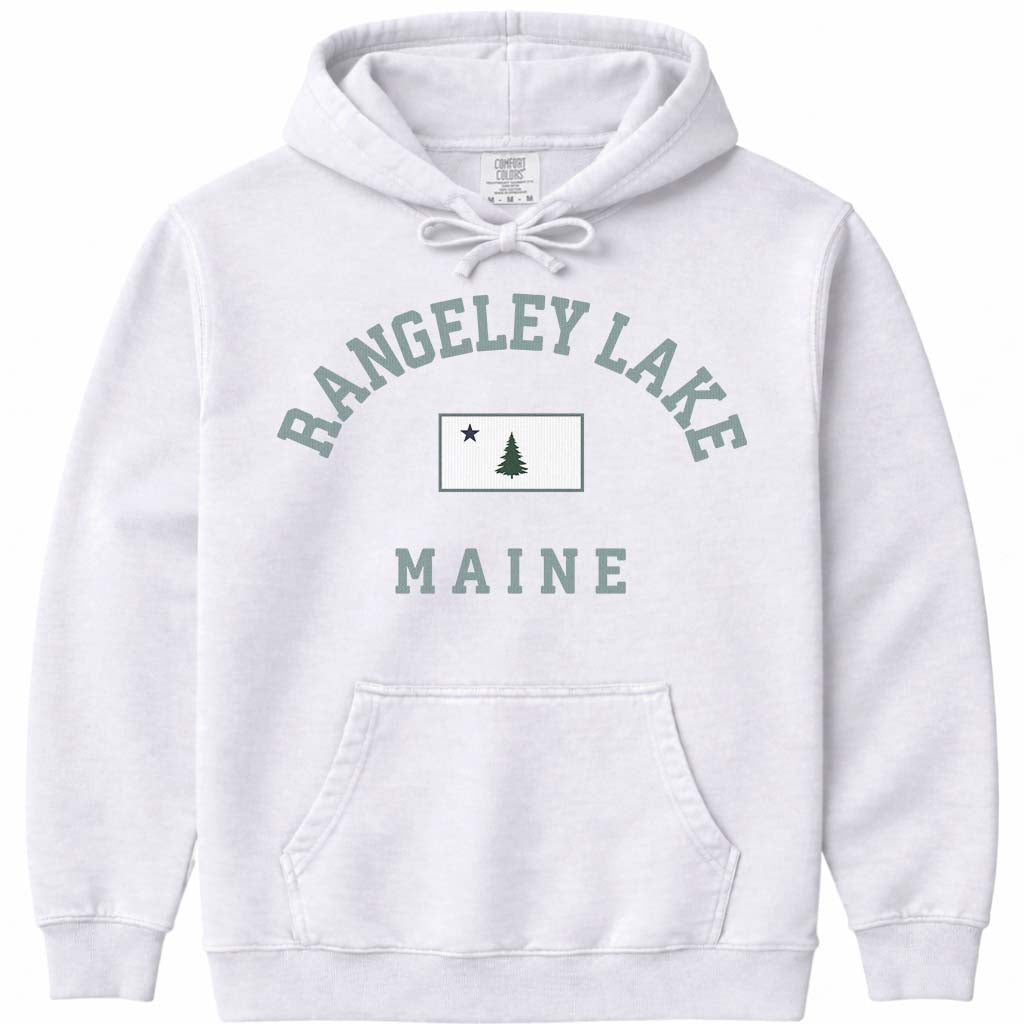 Rangeley Lake Flag Hooded Sweatshirt - White