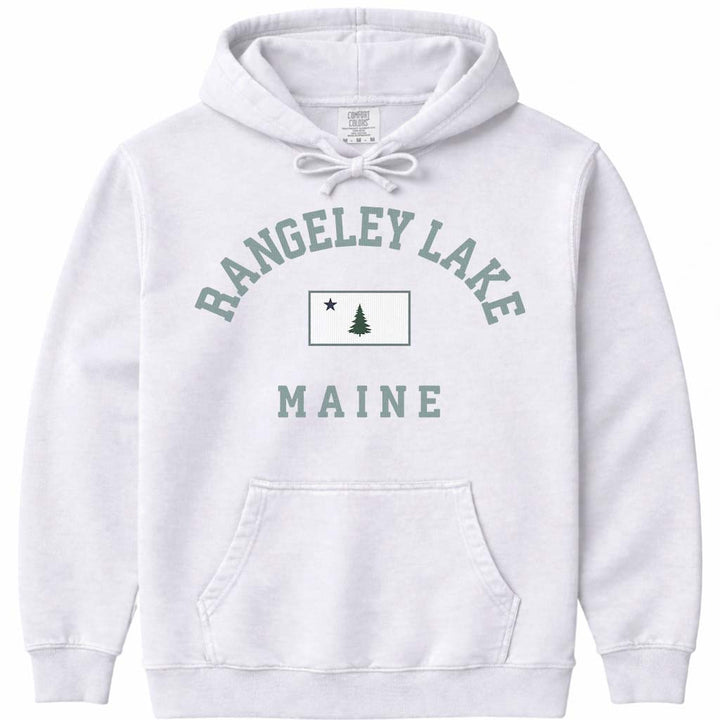 Rangeley Lake Flag Hooded Sweatshirt - White