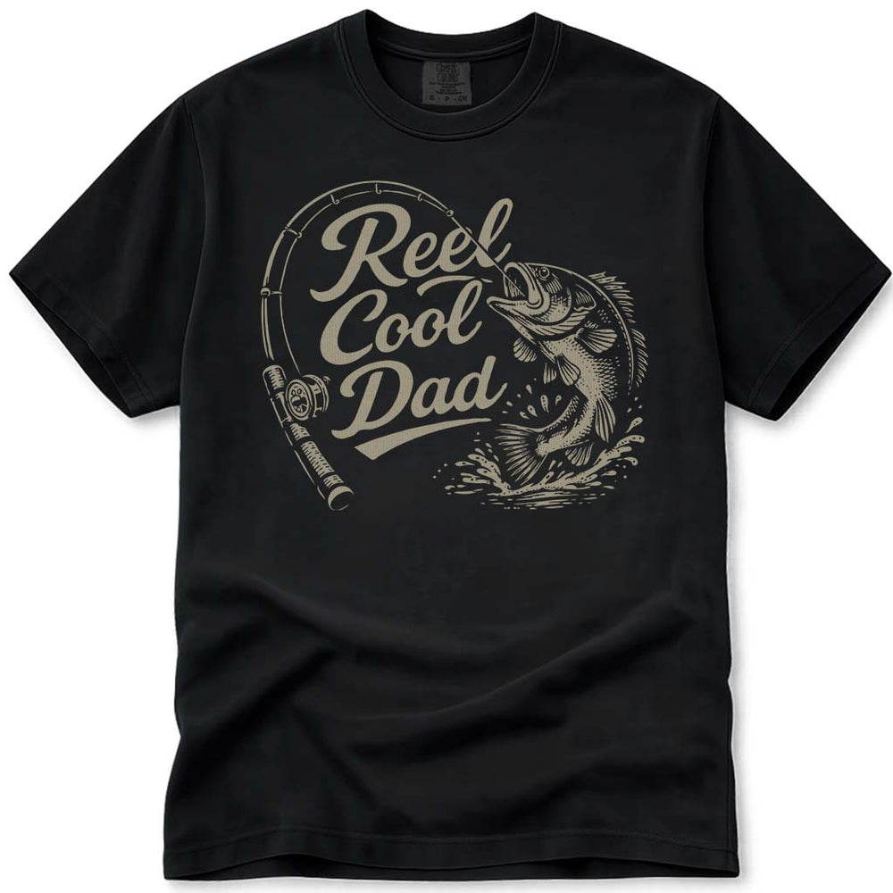 Reel Cool Dad Fathers Day Fishing Tee - Black
