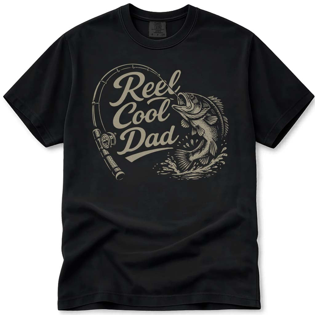 Reel Cool Dad Fathers Day Fishing Tee - Black